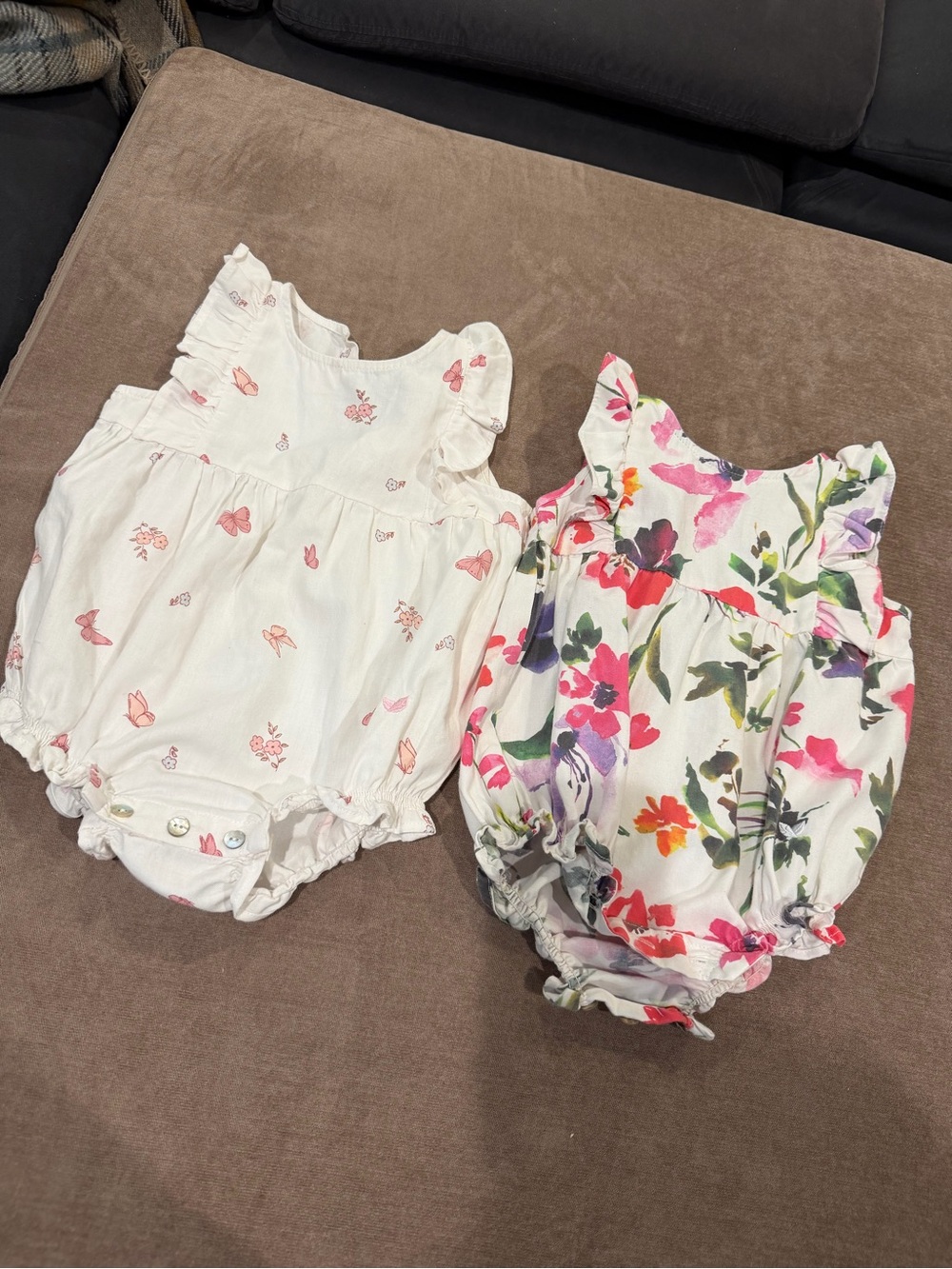 Petite Plume 6-12M Baby Girls Floral Sleeveless Cotton Ruffled Romper